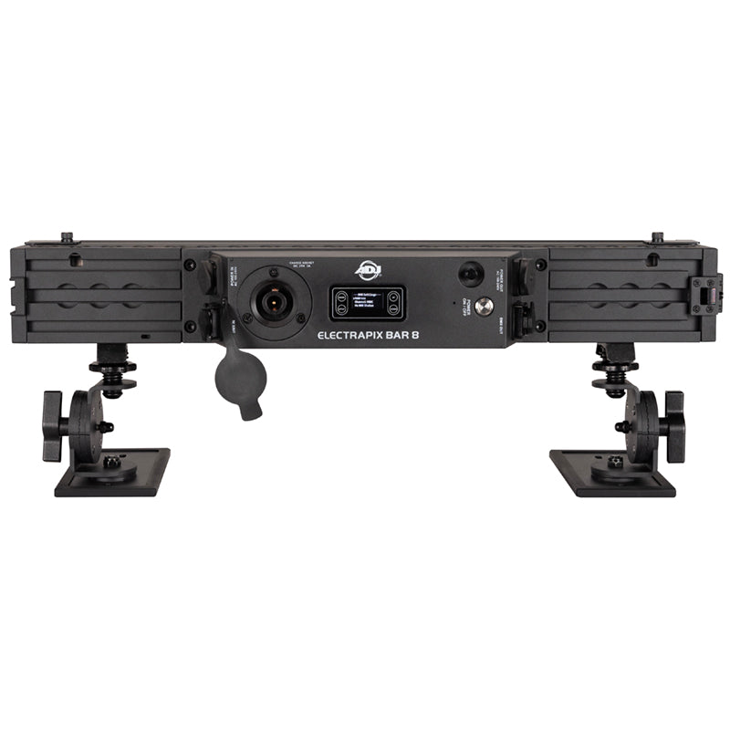 ADJ ElectraPix Bar 8, IP65 1/2 Meter Bar, Battery Powered, 8 x 20 Watt HEX LED Rgbaluv Individual Pixel Control, Backround RGB LEDs, Aria X2 Wireles, 20 Degree Diffusion Filter, L Track System