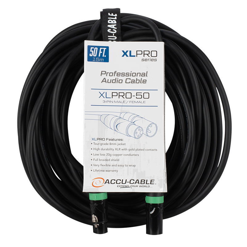 Accu-Cable XLPRO-50, 50 ft Pro XLR to Male 1/4"