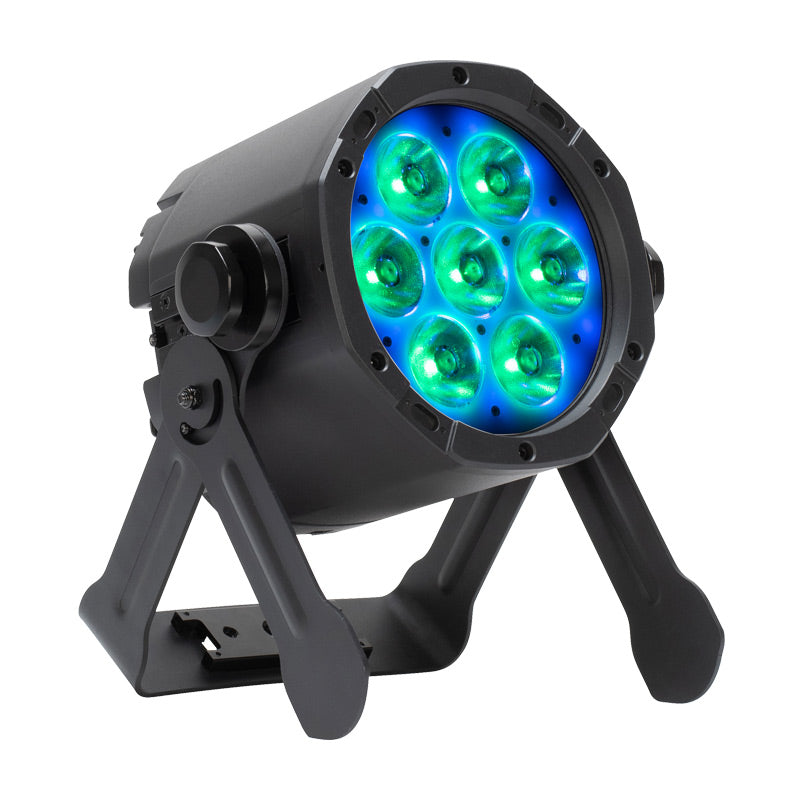 ADJ ElectraPix Par 7, IP65 Par, Battery Powered, 7 x 20 Watt HEX LED Rgbaluv Individual Pixel Control, Backround RGB LEDs, Aria X2 Wireles, 20 Degree Diffusion Filter, L Track System