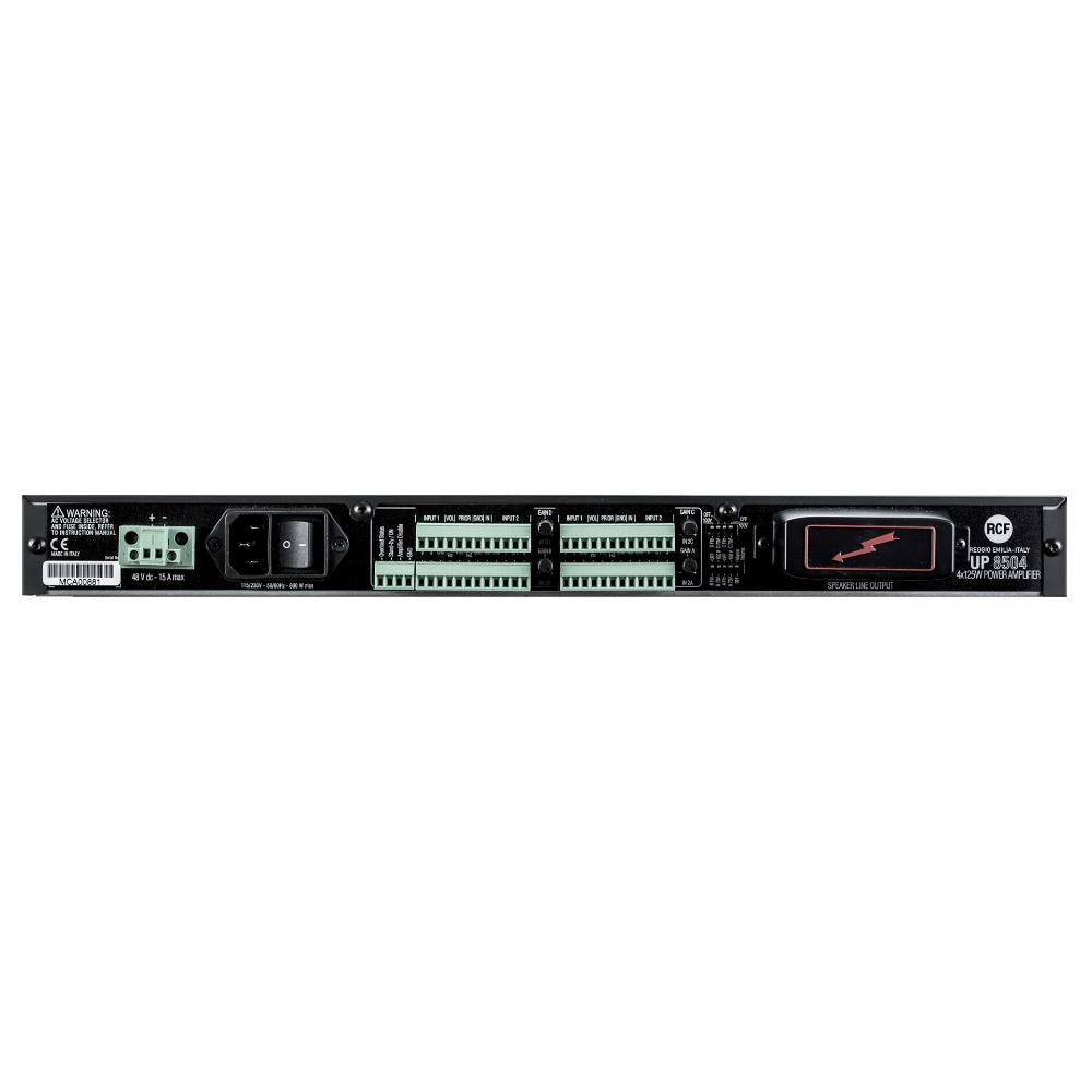 RCF UP-8504 - Class D Power Amplifier with Dual Input per Channel - 4 Ω, 70/100V, 4 x 125W
