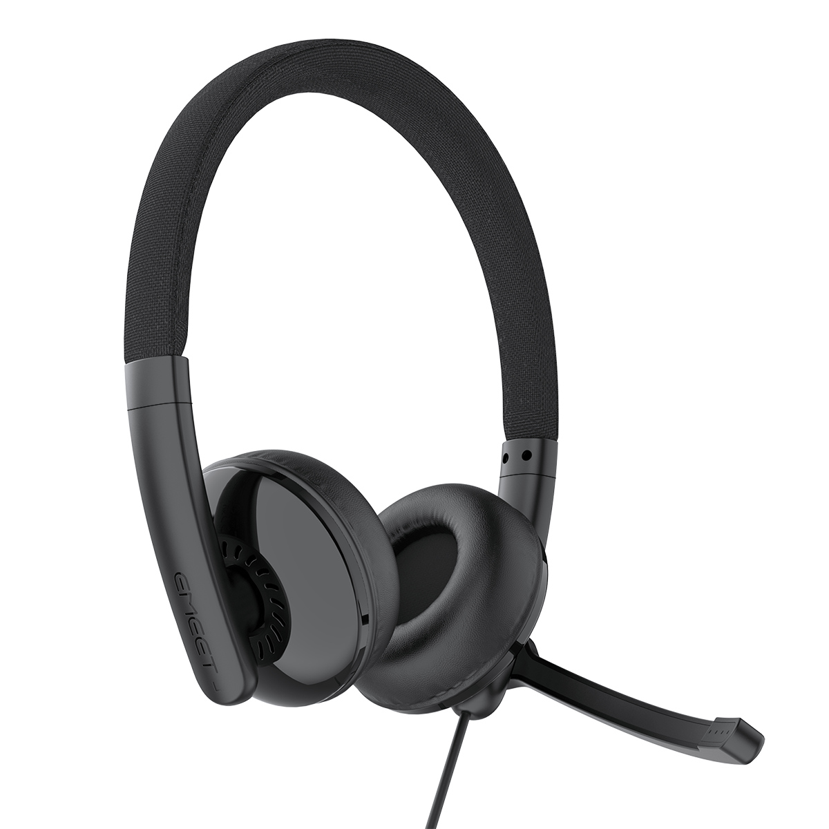 EMEET GeniusCall HS50, On-Ear ENC Headset with 270 Degree Rotatable Noise-Cancelling Boom Mic, In-Line Controls with One-Click Mute, Soft Foam Earpads and USB-C with USB-A Adapter