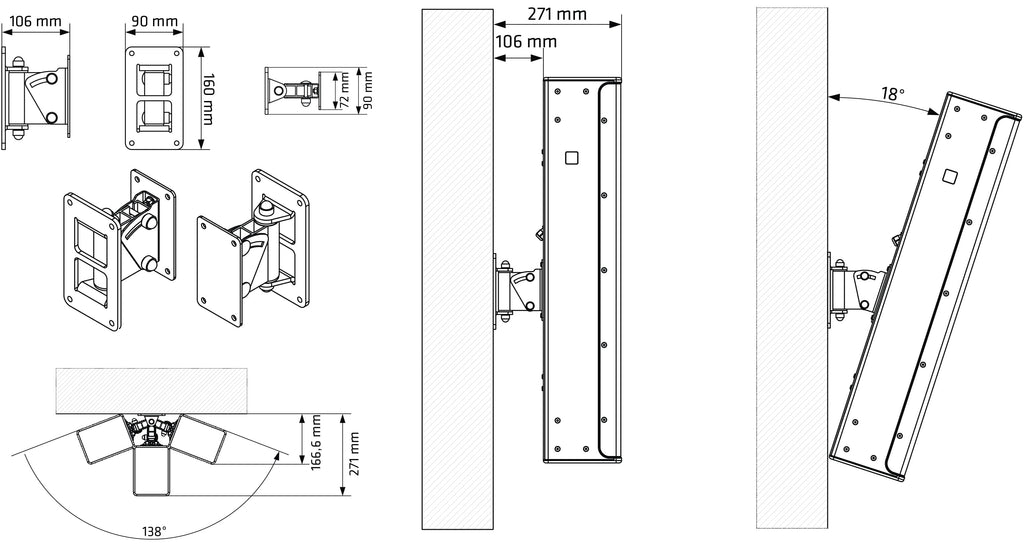 P10 Swivel and Tilt bracket black