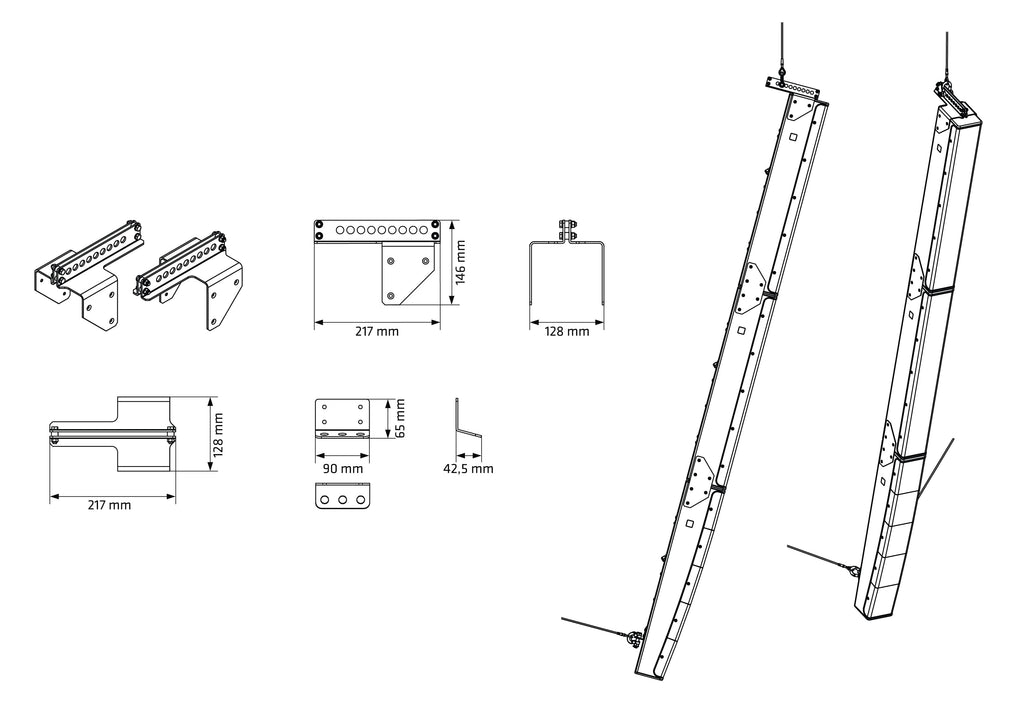 P10 Rigging rail - Set for three P10 column speakers black