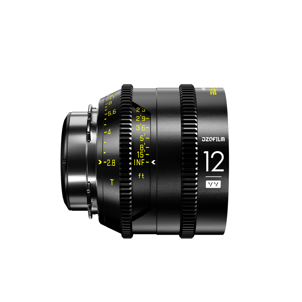 DZOFILM New: Vespid FF 12mm T2.8 PL mount, Vista Vision Full-Frame Coverage, Interchangeable PL and EF Mount, 46.5mm Image Circle, Manual Focus and Iris, M77 Front Filter