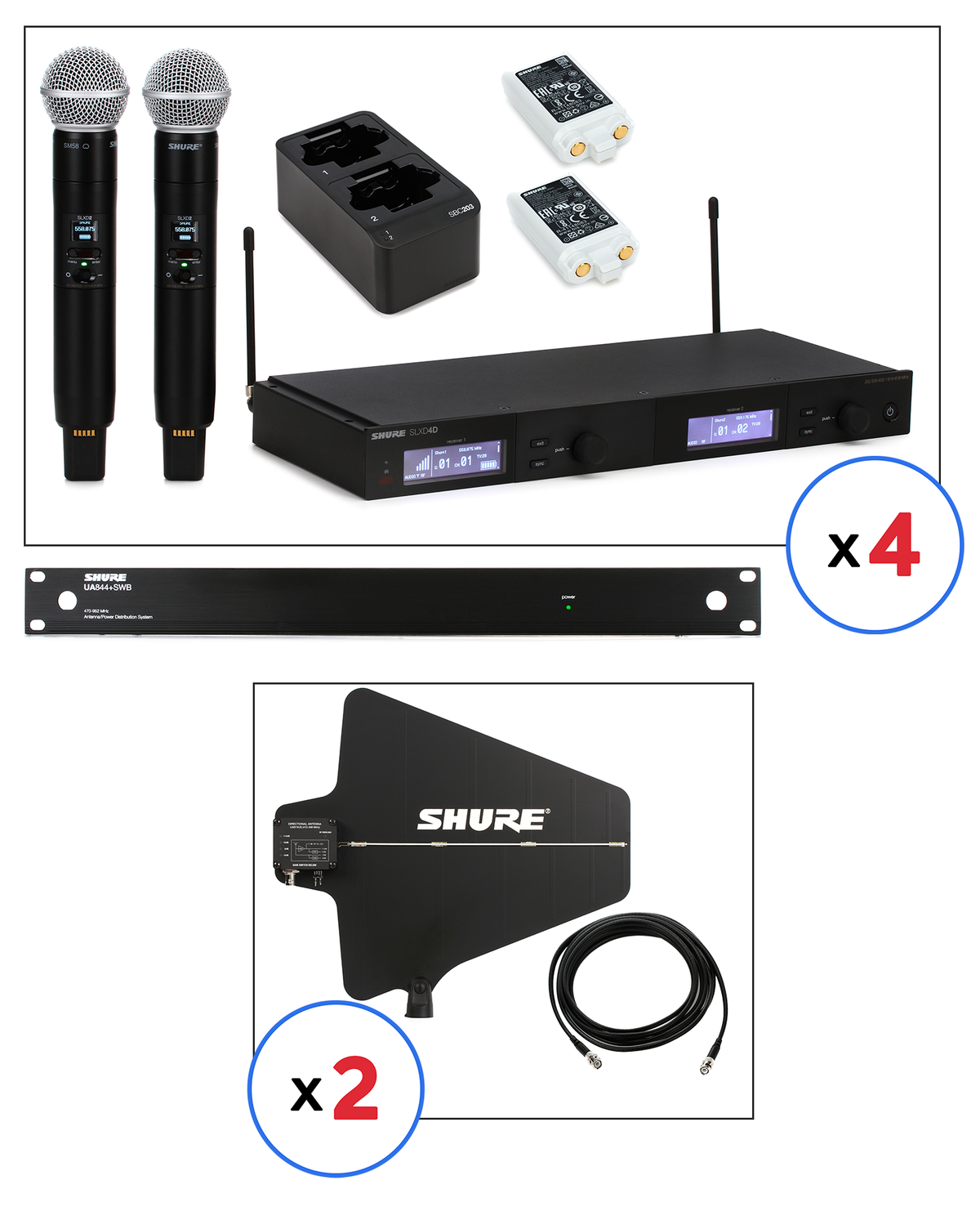 Shure SLXD24D+/58-G57, Handheld System, Dual, SM58