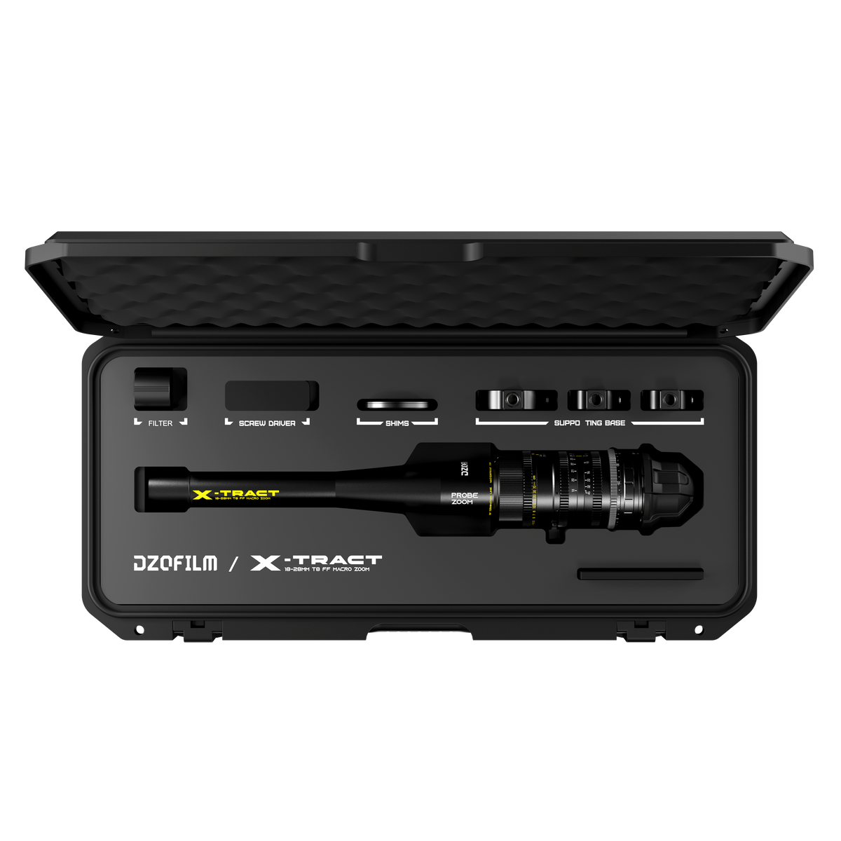 DZOFILM X-tract 18-28mm_0°(PL_Black_Case_1pcs_Metric), Probe Zoom Cine Lens, PL Mount, Macro Probe Optics