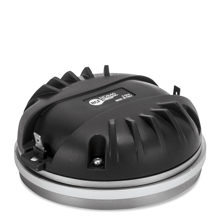 RCF ND840, 1.4" Exit Compression Driver, 110W RMS, 220W Program, 109 dB Sensitivity, 500 Hz-20 kHz, Titanium Diaphragm, 8 Ohm