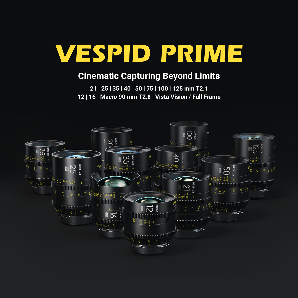 DZOFILM Vespid FF Macro 90mm T2.8 PL & EF mount - Imperial, Vista Vision Full-Frame Coverage, Interchangeable PL and EF Mount, 46.5mm Image Circle, Manual Focus and Iris, M77 Front Filter