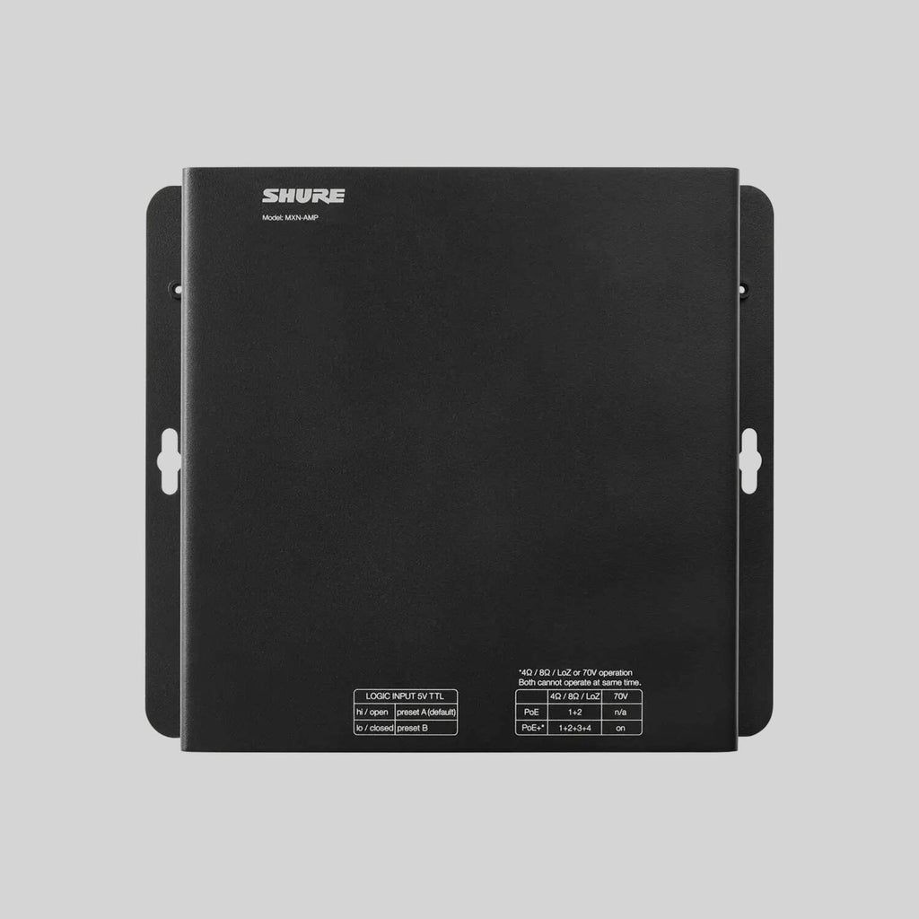 Shure MXN-AMP, PoE+ Powered Multichannel Amplifier, Networked Dante Low IMP/70V Poe+ Amp
