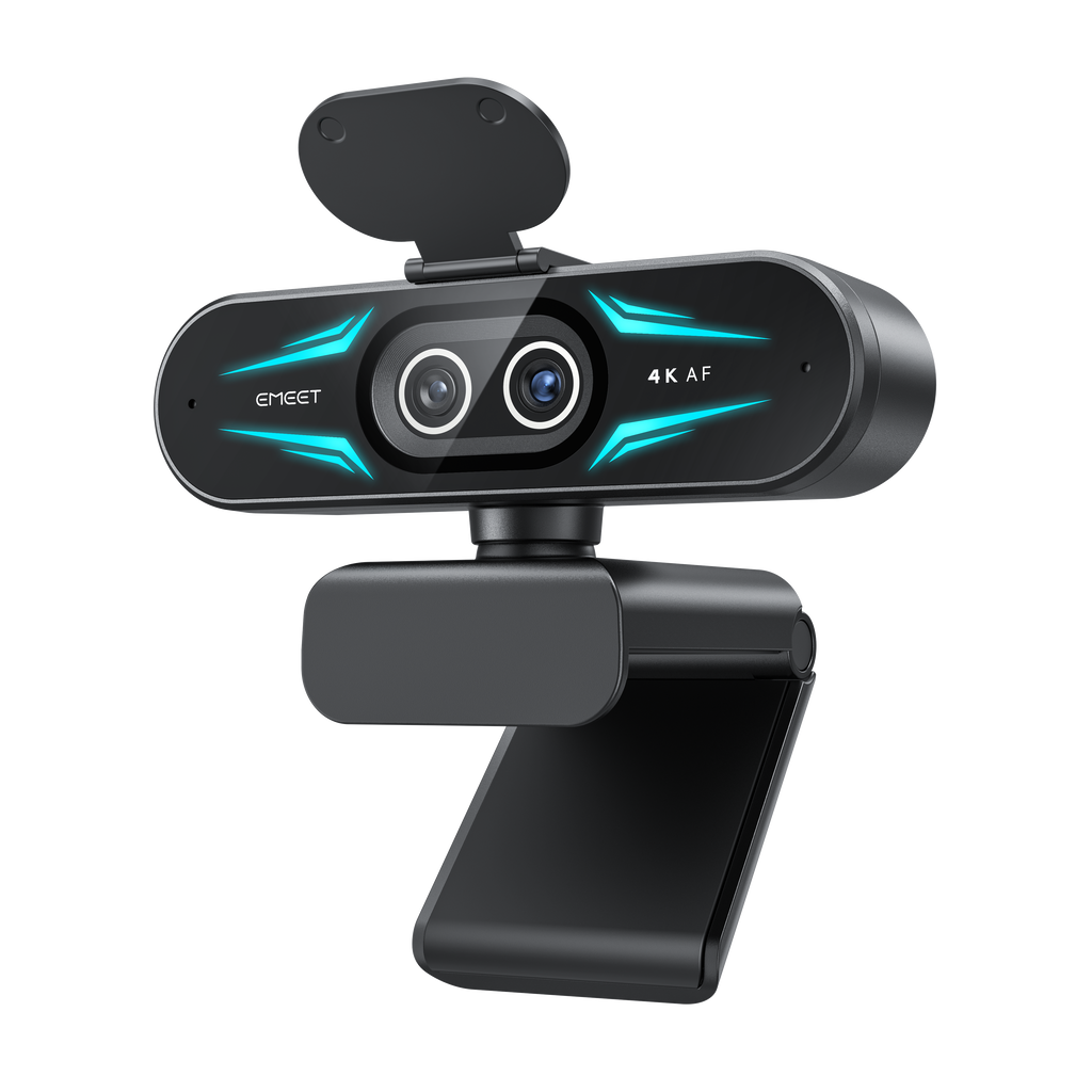 EMEET SmartCam C60E 4K Dual, Wide-Angle and Telephoto Dual-Lens 4K Webcam with 11x Hybrid Zoom, PDAF Autofocus, 3-Color RGB Ring Light and Multi-Function Remote Control for Streaming and Meetings