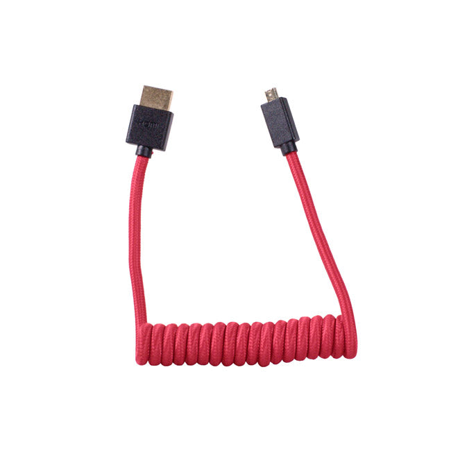 Blackhawk Coiled Micro HDMI to Full HDMI Cable, 12 inch to 24 inch, Micro-HDMI Type-D Male to Full HDMI Type-A Male, 4K 60hz and 3D, Nylon Braided, Red