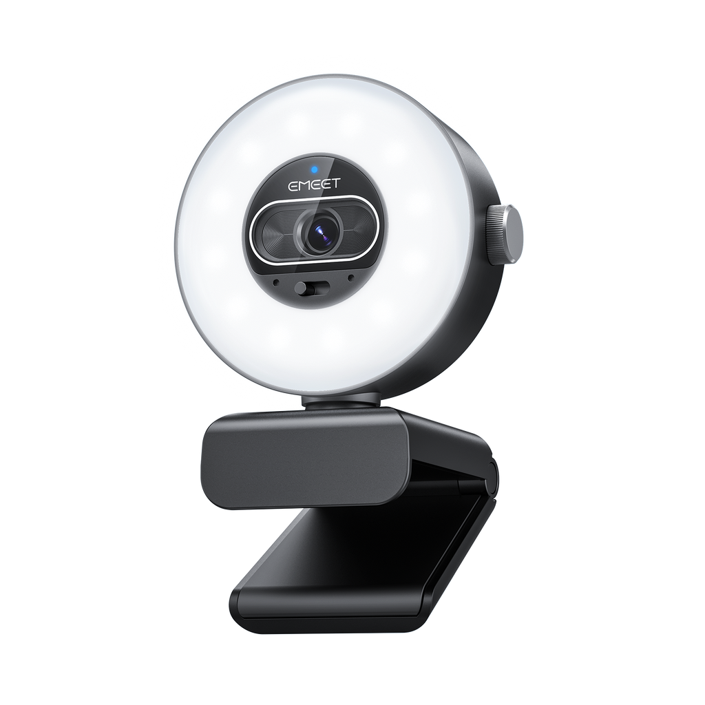 EMEET SmartCam S600L, 4K StreamCam with 1/2" CMOS Sensor, Built-In RGB Ring Light with Cold, Warm and Mixed Modes, 1080p 60fps, 0.2s PDAF Autofocus and Built-In Privacy Cover