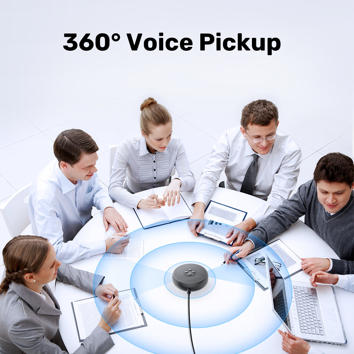 EMEET OfficeCore M1A, Zoom Certified USB Speakerphone with 2 AI Omni-Directional Mics, 360 Degree Voice Pickup, Noise Reduction and Echo Cancellation, 3W Speaker and Full Duplex for 5 to 8 People