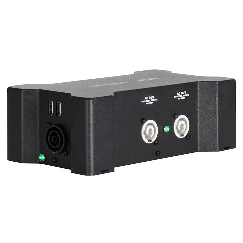 ADJ Power Bone T1PC, Distribution Box with 2 x Seetronic IP65 Locking Power Input and Thru Connections with 4 x Seetronic Indoor Locking Power Output Connections