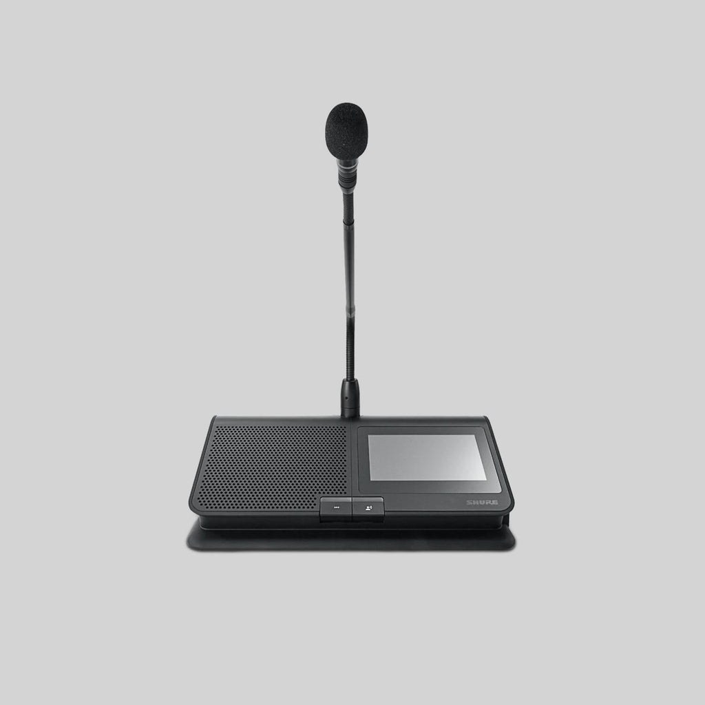 Shure MXCW640, Wireless Conference Unit, Wireless Conference Unit with 4.3 inch color touchscreen for voting, interpretation channel selection, and conference information, integrated Nfc ID card reader, chairman, delegate, listener, and ambient modes