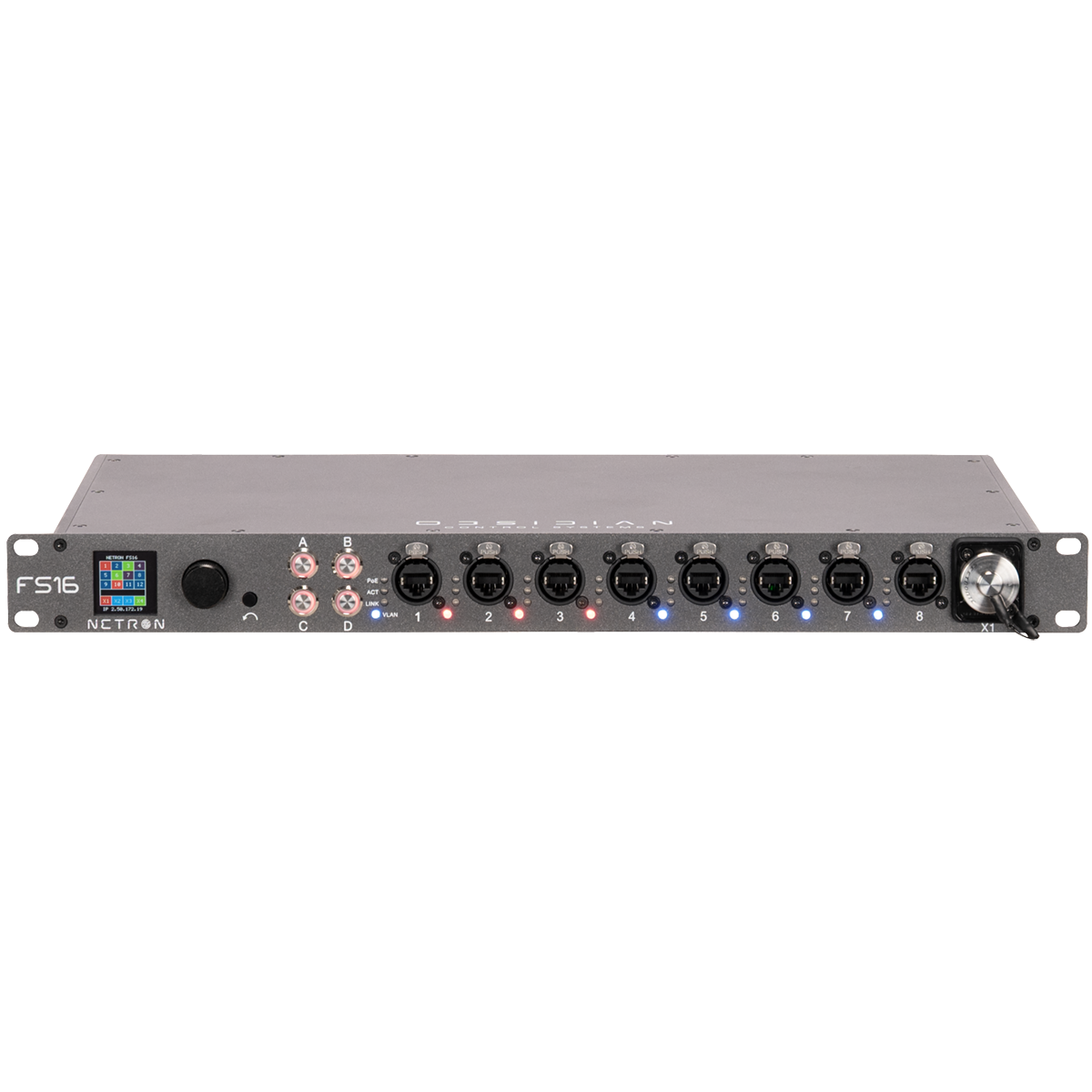 Obsidian FS16; Netron FS16 Fiber Switch; 12+4 Fiber Network Switch with POE