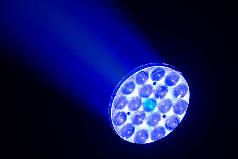 Eliminator Lighting Mega Par Z Wash, LED Wash Par with 19 x 15W RGBW 4-in-1 LEDs, Motorized 10 to 60 Degree Zoom, 3 Independent Color Zones, 2 DMX Channel Modes