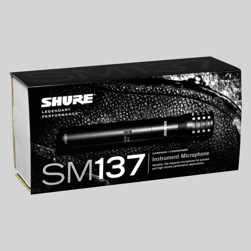 Shure SM137-LC, Professional Instrument Condenser Microphone, Cardioid Condenser Microphone, includes zipper pouch and microphone clip