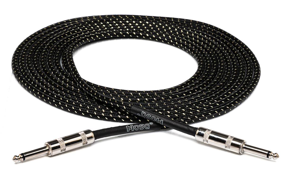 HOSA - Cloth Guitar Cable, Hosa Straight to Same, 18 ft, Black/Gold