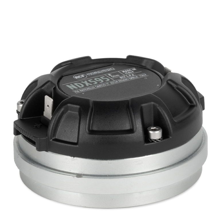 RCF NDX595, 1" Exit Compression Driver, 70W RMS, 140W Program, 110 dB Sensitivity, 1.2-20 kHz, PKX Polymer Diaphragm, 8 Ohm