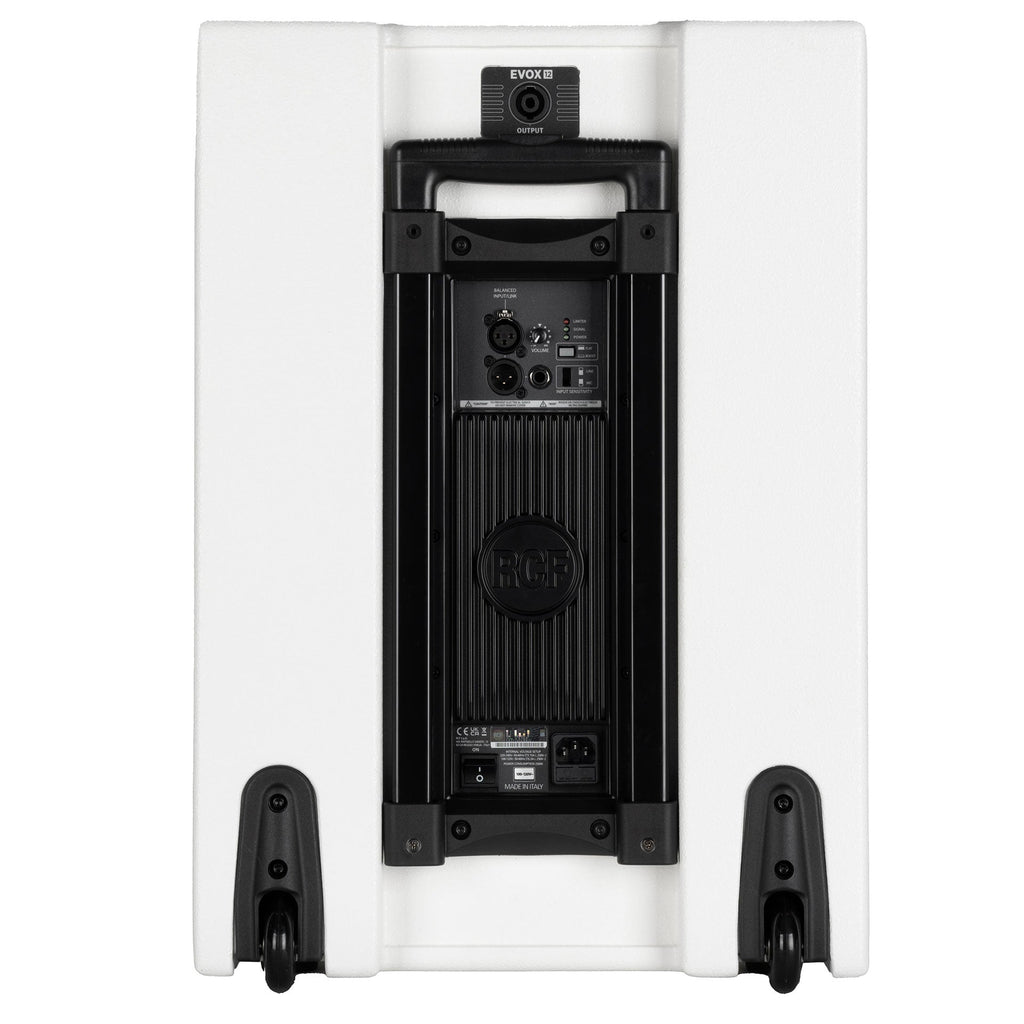 RCF EVOX-12-SYSTEM-W, Active 1400W Portable PA System, Baltic Birch, 15" Subwoofer and (8)x4" Top, White - USED