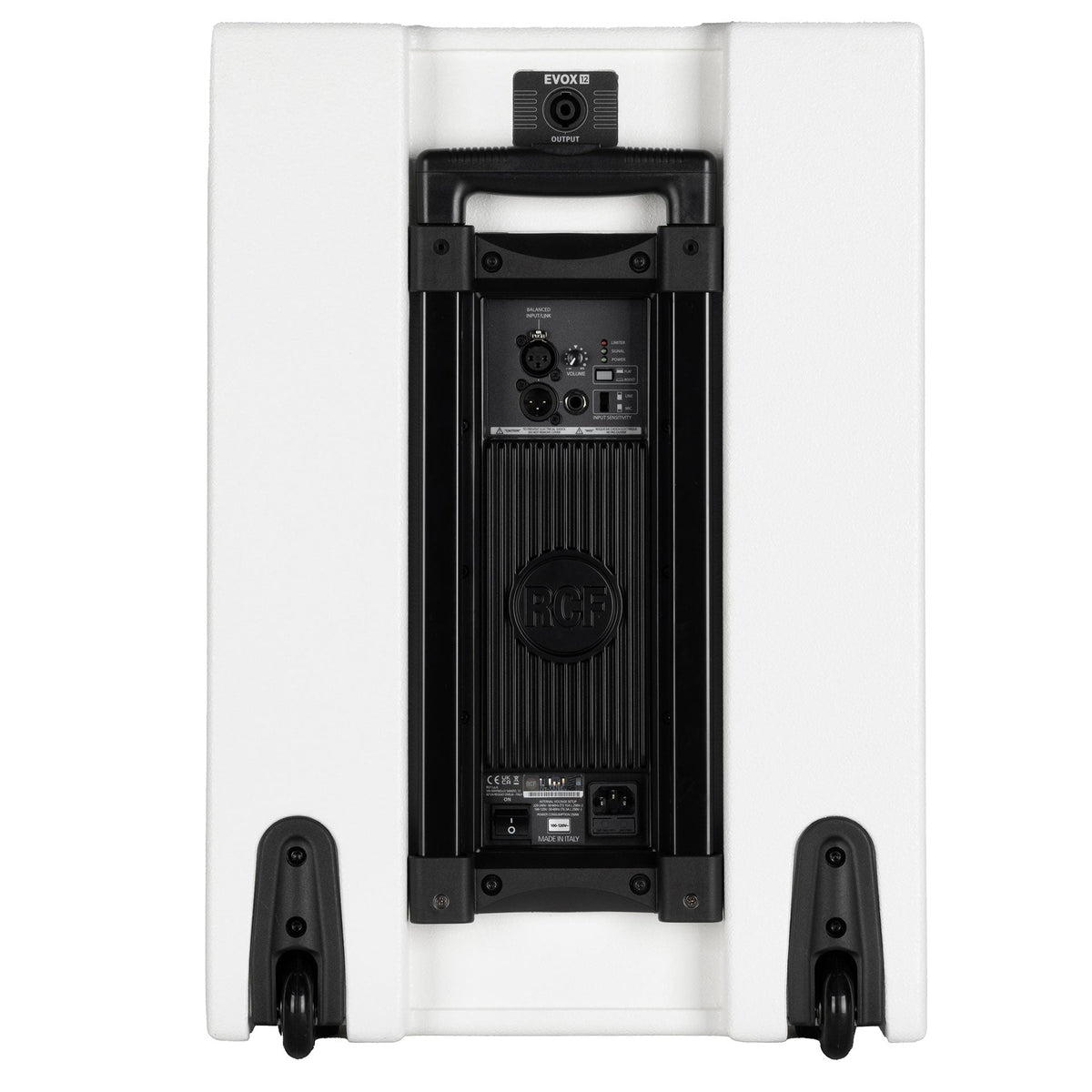 RCF EVOX-12-SYSTEM-W, Active 1400W Portable PA System, Baltic Birch, 15" Subwoofer and (8)x4" Top, White - USED