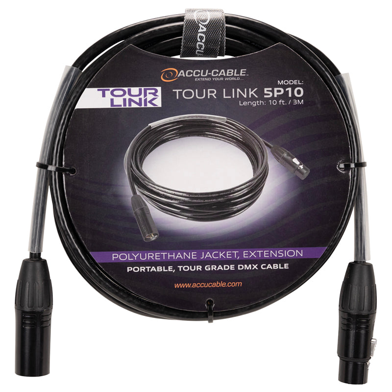 Accu-Cable Tour Link 5P10, 5-Pin Tour Grade DMX Cable, 10 ft