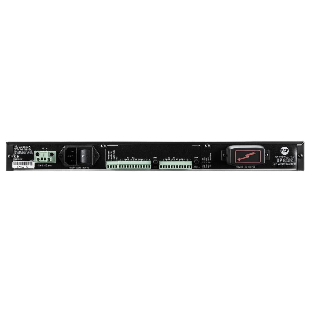 RCF UP-8502 - Class D Power Amplifier with Dual Input per Channel - 4 Ω, 70/100V, 2 x 250W