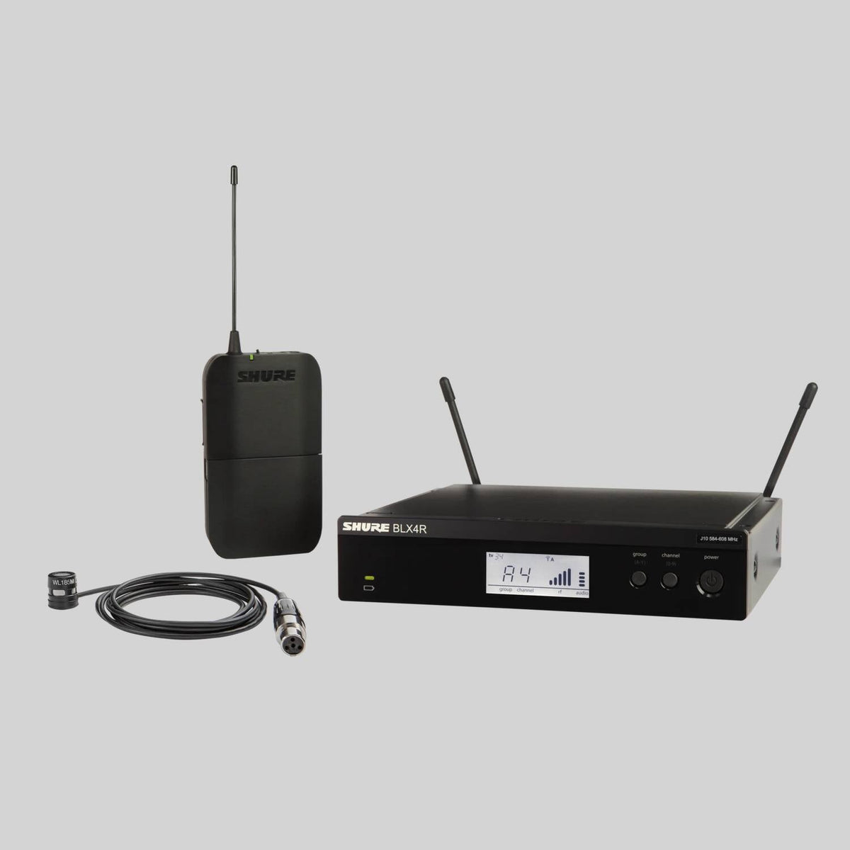 Shure BLX14R/W85M-J11, Wireless Rackmount Presenter System with WL185m Lavalier Microphone, BLX14R Lav System with WL185M
