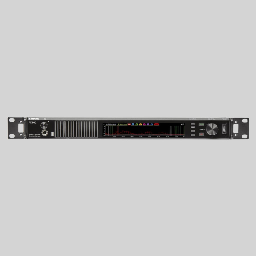 Shure AD600US, Axient Digital Spectrum Manager, Digital Spectrum Manager for frequency coordination & real-time spectrum analysis Large, full color display 6 individually assignable antenna inputs cover 174MHz, 2.0GHz Redundant Dante ports for audio