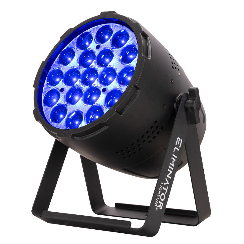 Eliminator Lighting Mega Par Z Wash, LED Wash Par with 19 x 15W RGBW 4-in-1 LEDs, Motorized 10 to 60 Degree Zoom, 3 Independent Color Zones, 2 DMX Channel Modes