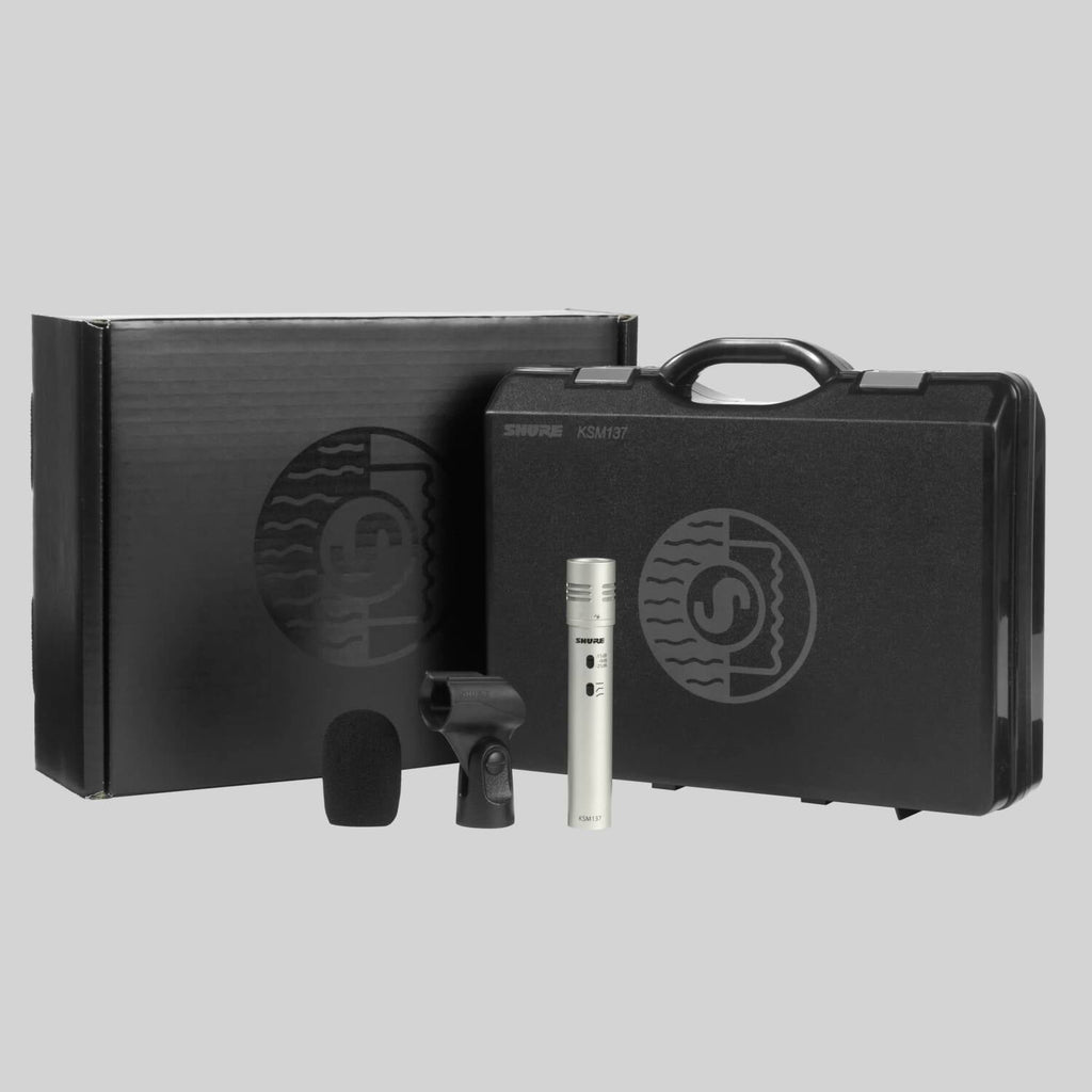 Shure KSM137/SL Stereo, Small Diaphragm Condenser Microphone, KSM137 Stereo Pair, includes two KSM137, two Foam Windscreens, A27M Stereo Microphone Adapter and Carrying Case