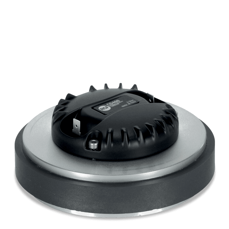 RCF CD400, 1" Exit Compression Driver, 50W RMS, 100W Program, 109 dB Sensitivity, 1200 Hz-20 kHz, Mylar Diaphragm, 8 Ohm