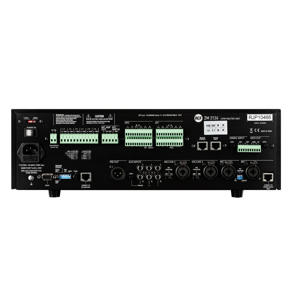 RCF ZM2124 - 6 Zone Digital Mixer/Amplifier Master Unit - 240W