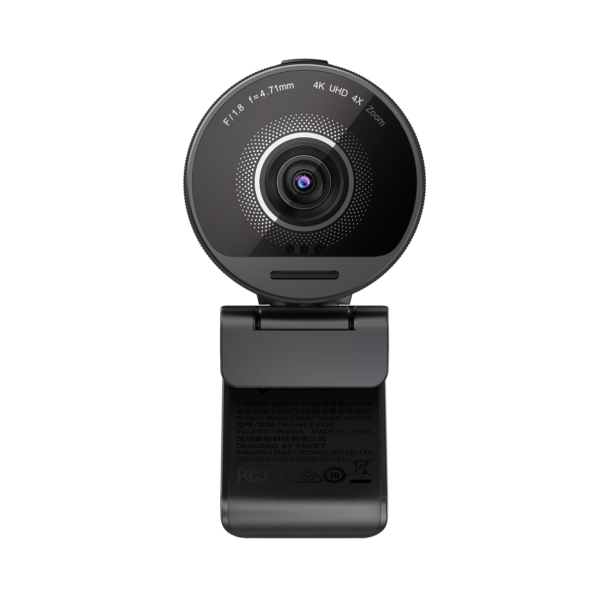 EMEET SmartCam S800, 4K Streaming Webcam with Sony 1/2" Sensor, HDR Support, PDAF and TOF Dual Autofocus, 1080p 60fps, AI Face Autofocus, 2 Noise-Cancelling Mics and 40 to 73 Degree Field of View