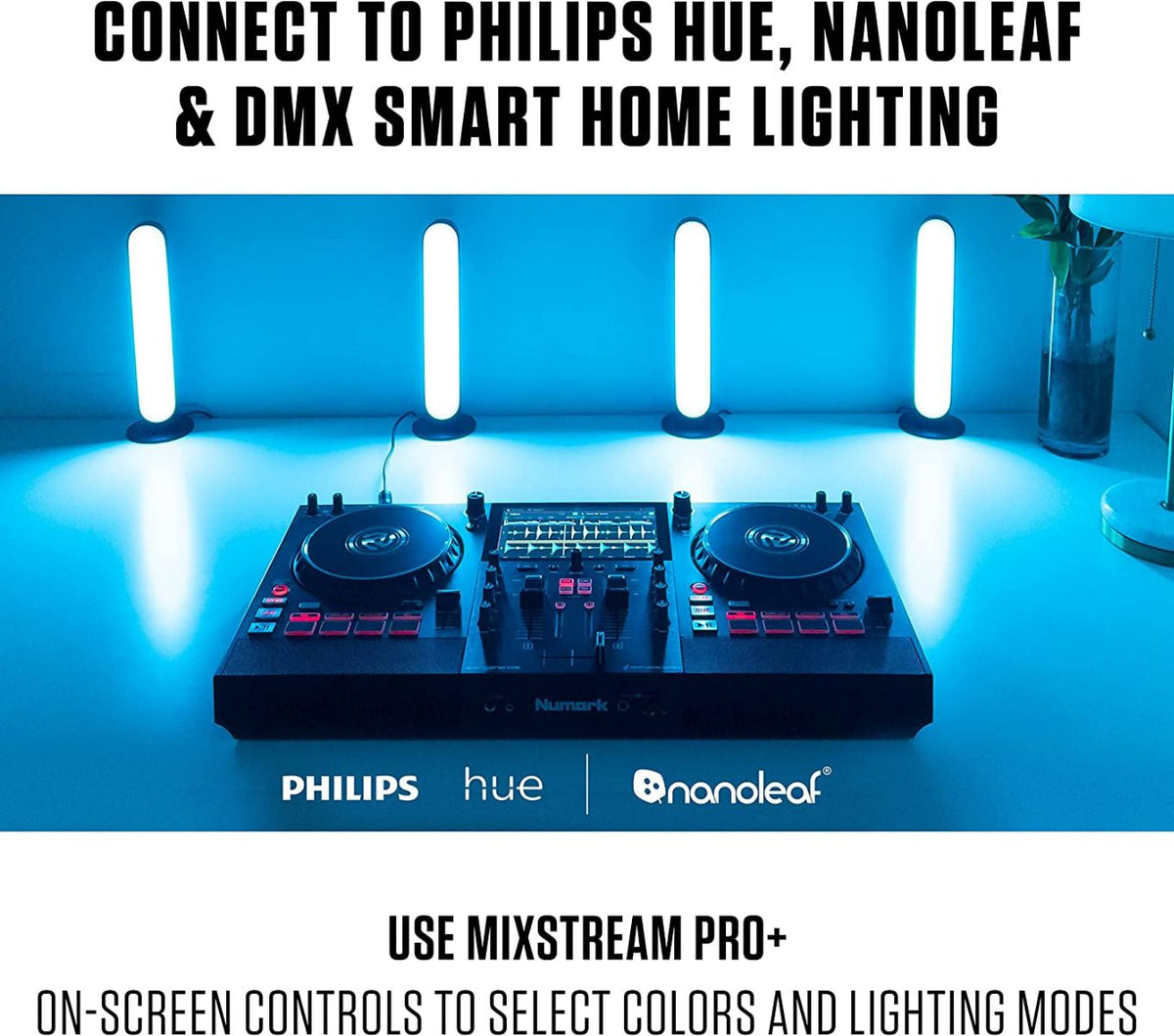 Numark Mixstream Pro+, Standalone DJ Controller with 7-Inch Touchscreen, Built-In Speakers and Wi-Fi Streaming