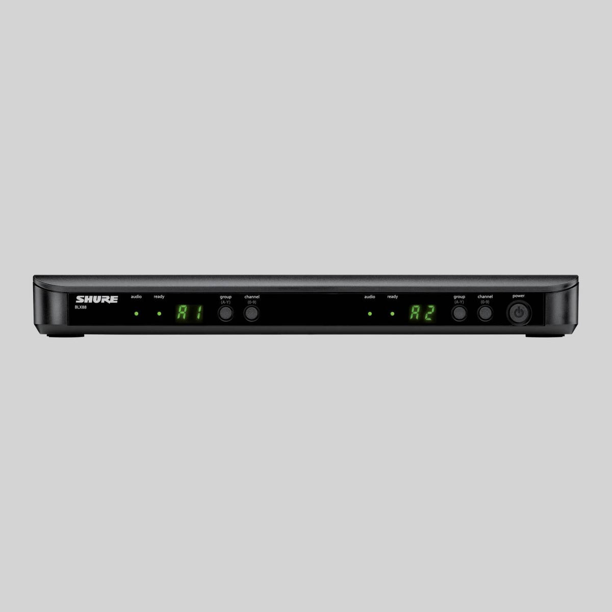 Shure BLX288/PG58-H10, Wireless Dual Vocal System with two PG58 Handheld Transmitters, Dual Vocal System with (1) BLX88 Dual Wireless Receiver and (2) BLX2 Handheld Transmitters with PG58 microphone
