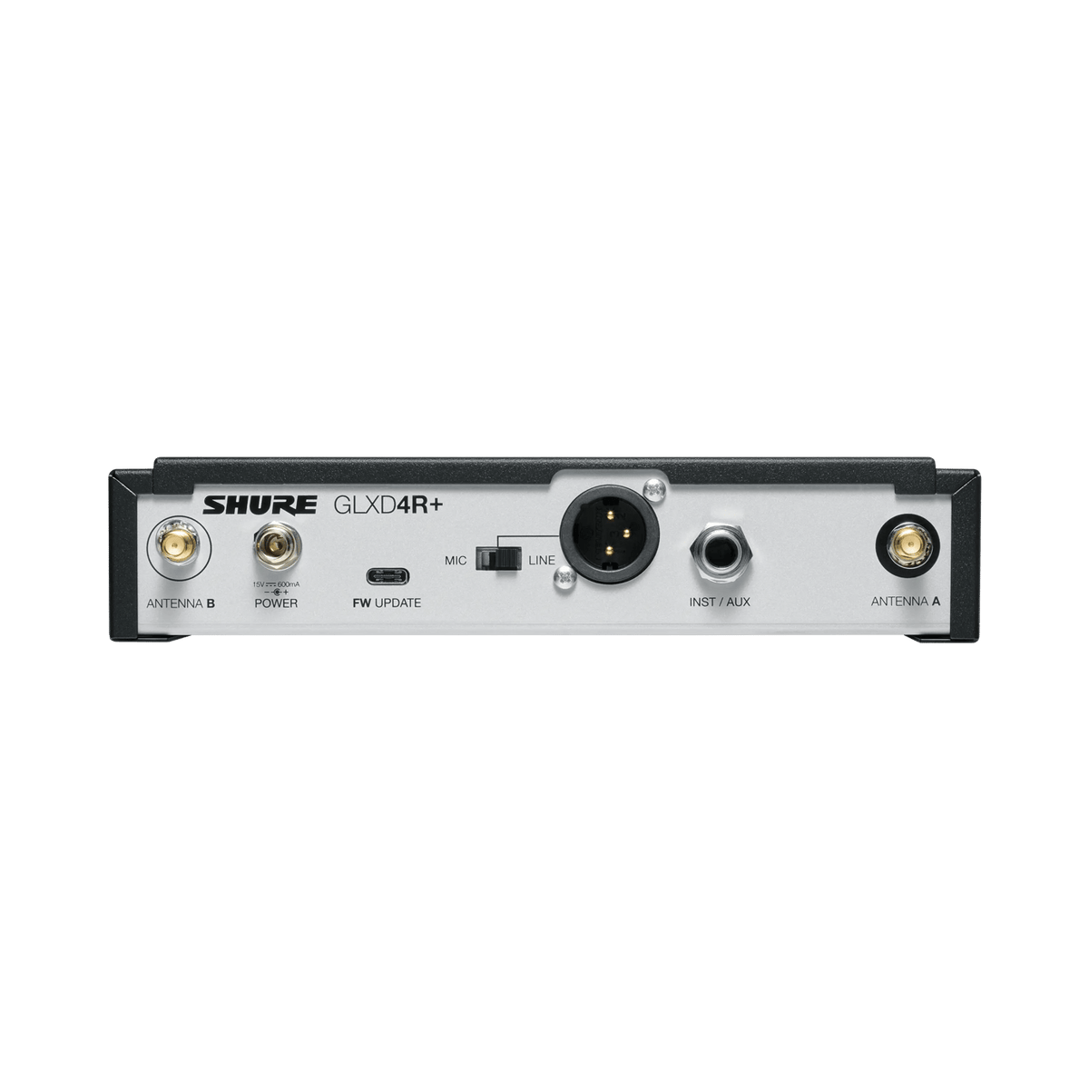 Shure GLXD14R+/B98-Z3, The GLXD-D+ Dual Band Wireless Rack System features the precision-crafted Beta 98H/C flexible gooseneck microphone for brass, woodwind and percussion applications and the GLXD4R+ half-rack receiver