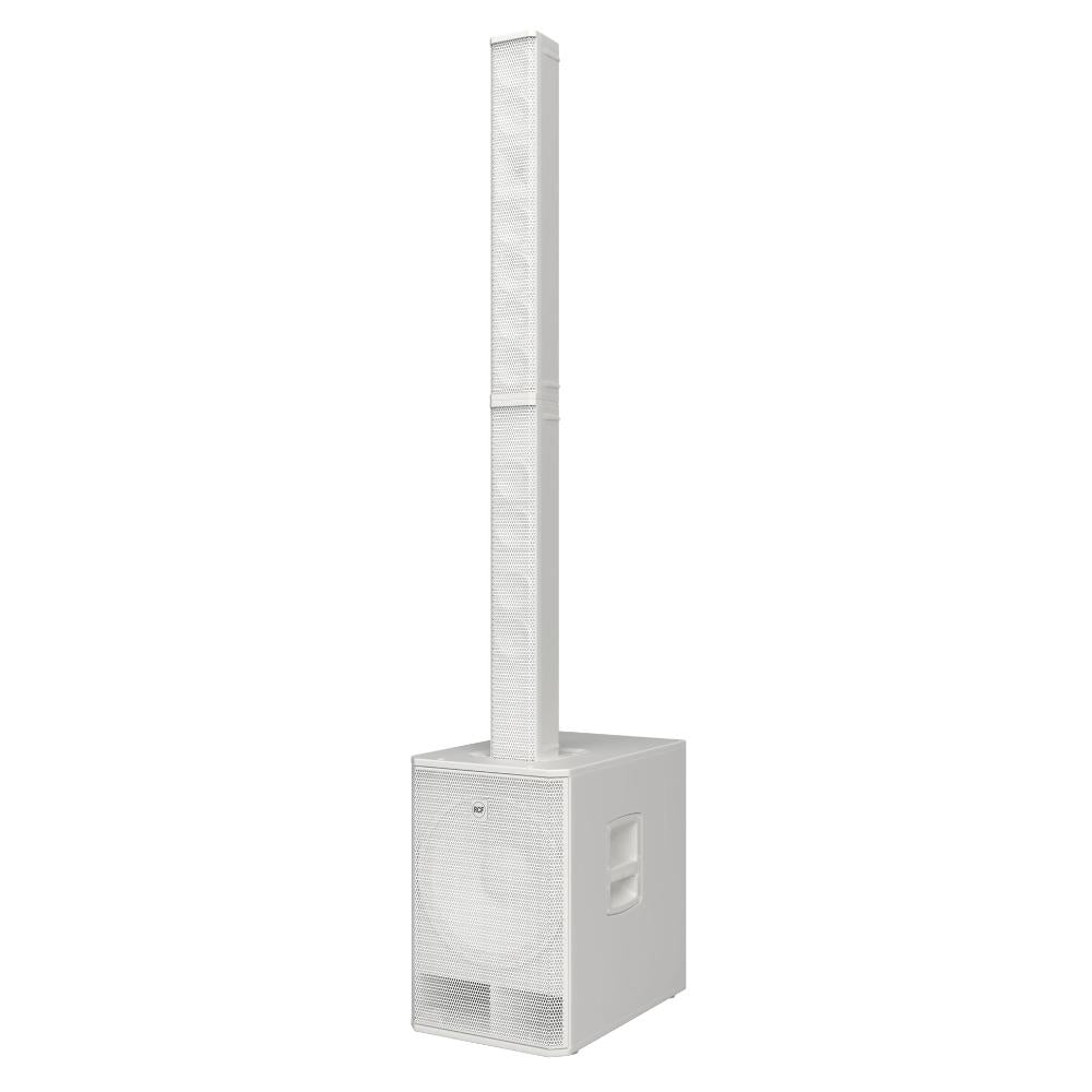 RCF EVOX V15 White, Active Three-Way Portable Column Array System, 15 inch Woofer with 10 x 4 inch Midrange and 1.75 inch Compression Driver, 3500W Class-D, 133 dB Max SPL, 120 X 40 True Resistive Waveguide, Built-In DSP