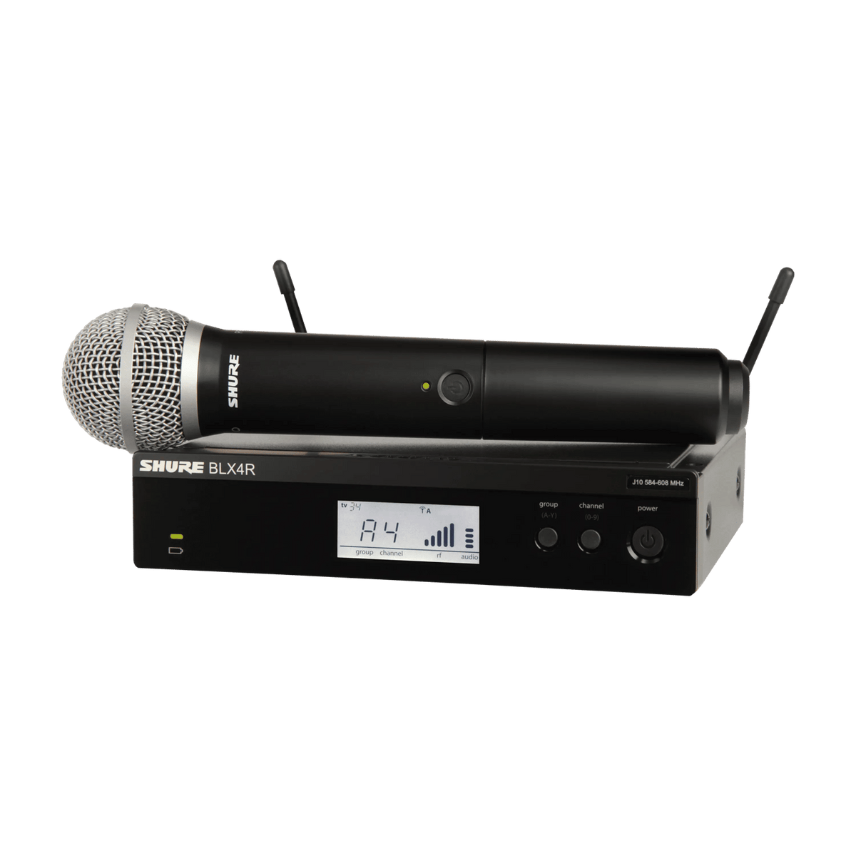 Shure BLX24/PG58-H11, Vocal System with (1) BLX4 Wireless Receiver and (1) Handheld Transmitter with PG58 Microphone