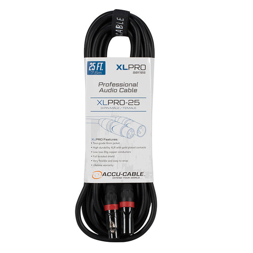 Accu-Cable XLPRO-25, 25 ft Pro XLR M to XLR F