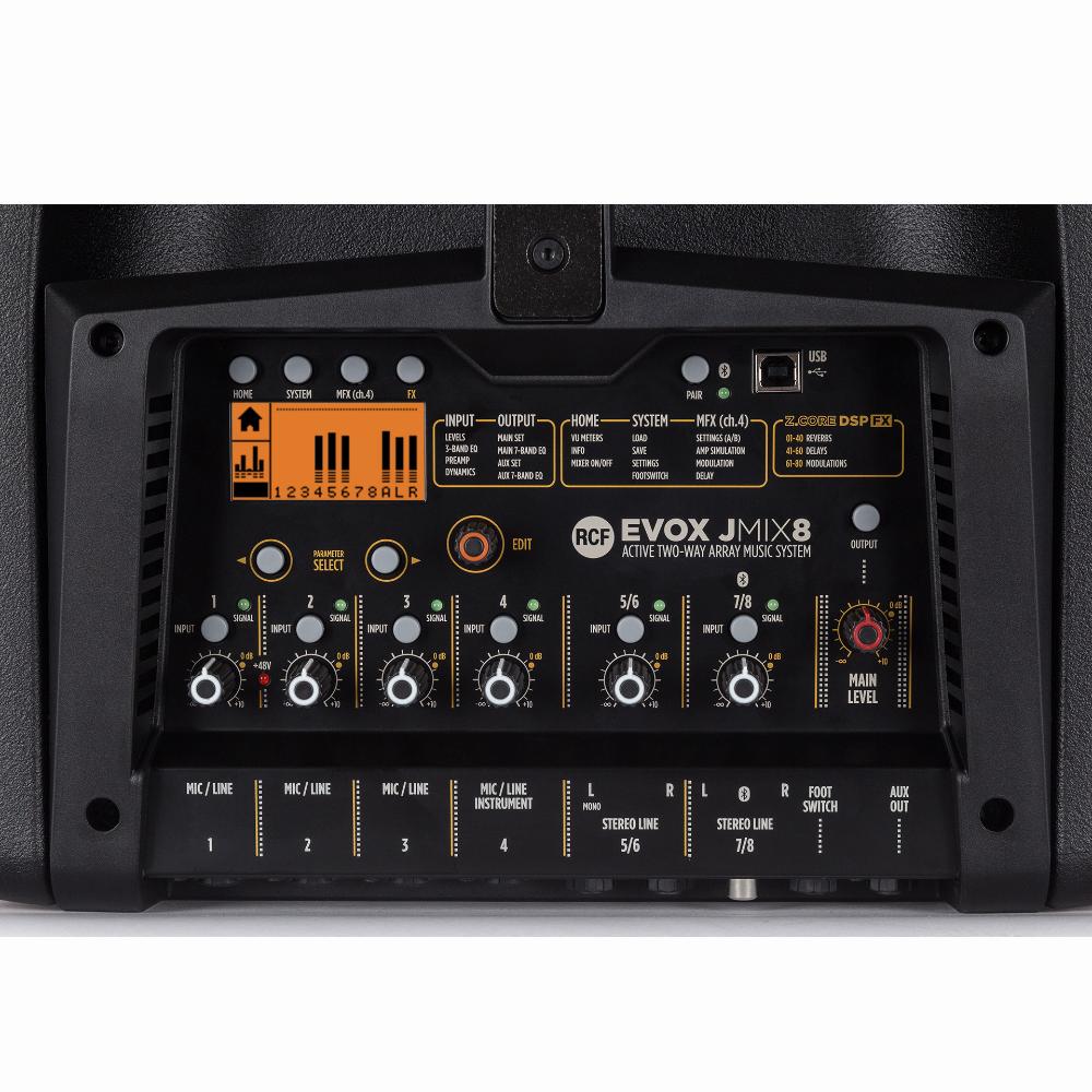 RCF EVOX JMIX8 W - Active 1400W Portable PA System with Bluetooth Mixer, 12" Subwoofer and (8)x2" Top (White)