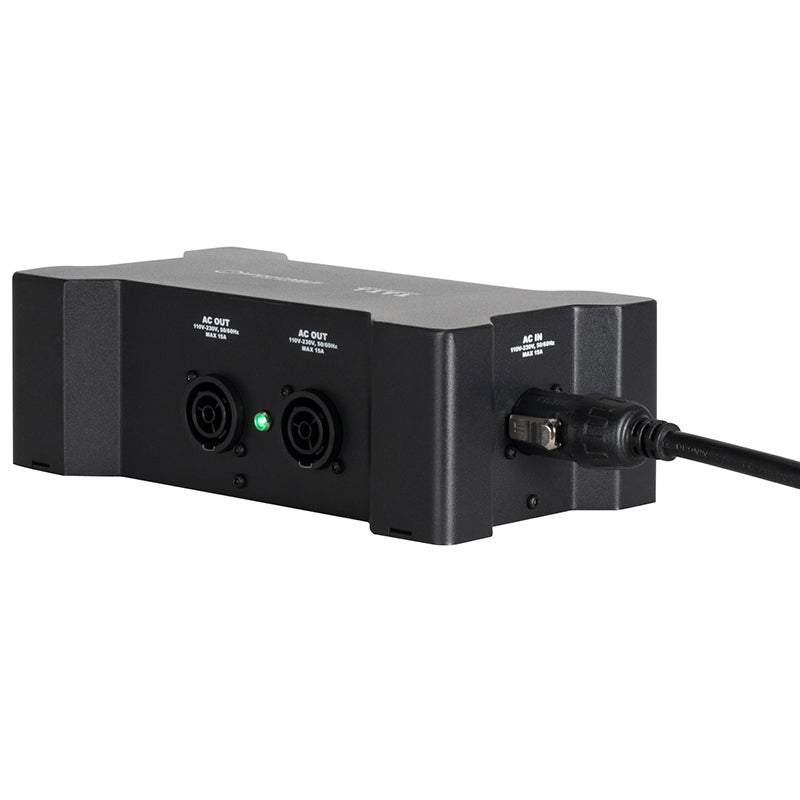 ADJ Power Bone T1T1, Distribution Box for Seetronic IP65 Locking Power Input and Thru Connections with 4 x Seetronic IP65 Locking Power Output Connections