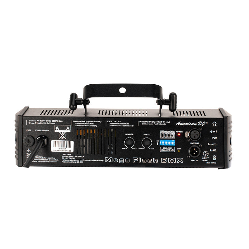 ADJ Mega Flash DMX, 800W DMX Strobe, Speed & Dimmer Control Knob, Built in Microphone, Sound Control