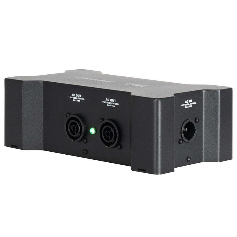 ADJ Power Bone T1T1, Distribution Box for Seetronic IP65 Locking Power Input and Thru Connections with 4 x Seetronic IP65 Locking Power Output Connections