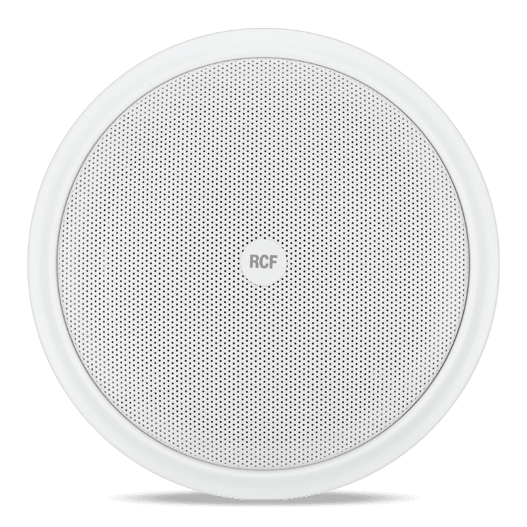 RCF PL 70EN - 6" Twin-Cone Flush Mounting Ceiling Speaker, White Frame+Grid, 6W, 70-100V. Steel Back-Can Included - EN54-24