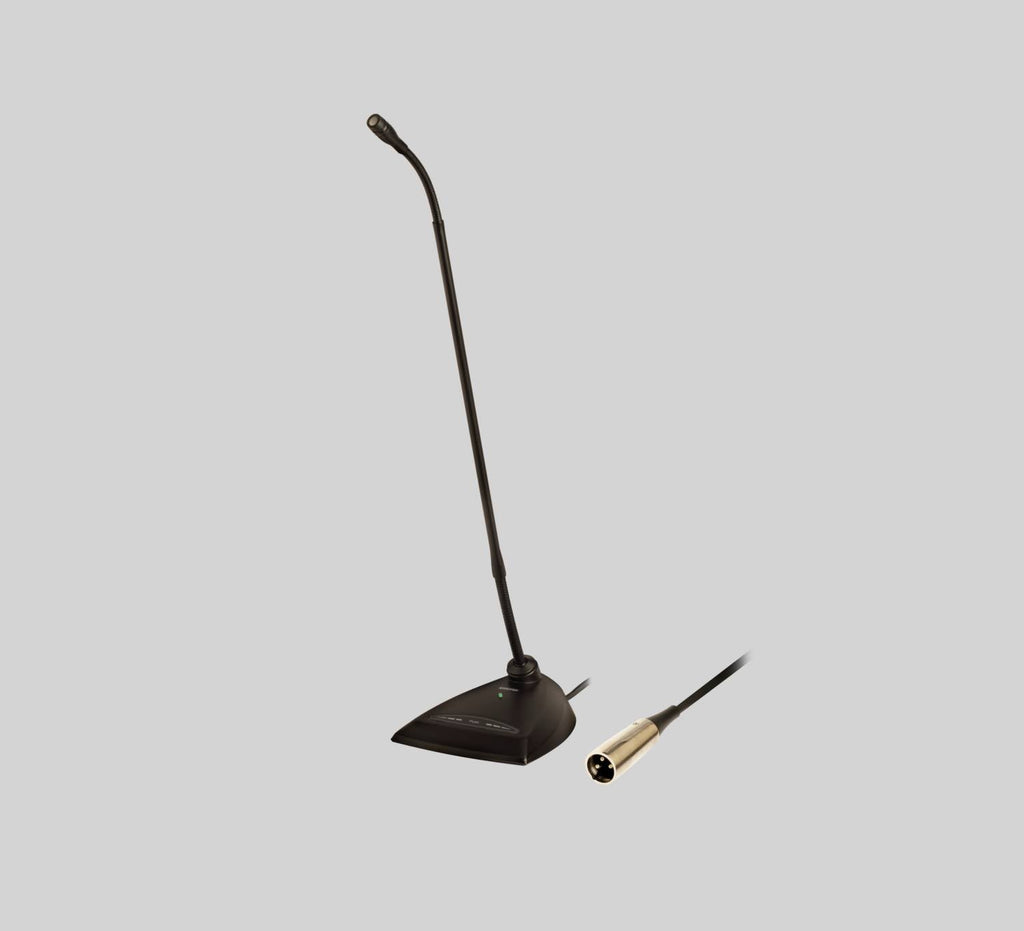Shure MX418D/C, Microflex Standard Gooseneck Microphone, Cardioid-18" Desktop Gooseneck Condenser Microphone, Attached 10´ XLR Cable, Logic Functions, Programmable Switch and LED Indicator, Attached Desktop Base