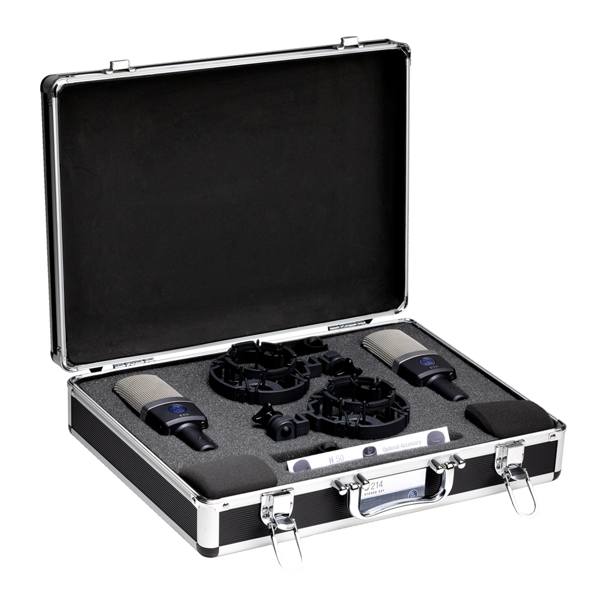 AKG C214 MATCHED PAIR, Studio Condenser Microphone, Sonic character of the C414 XLII, Outstanding dynamic range and ultralow noise, Switchable 20dB attenuator and bass-cut filter