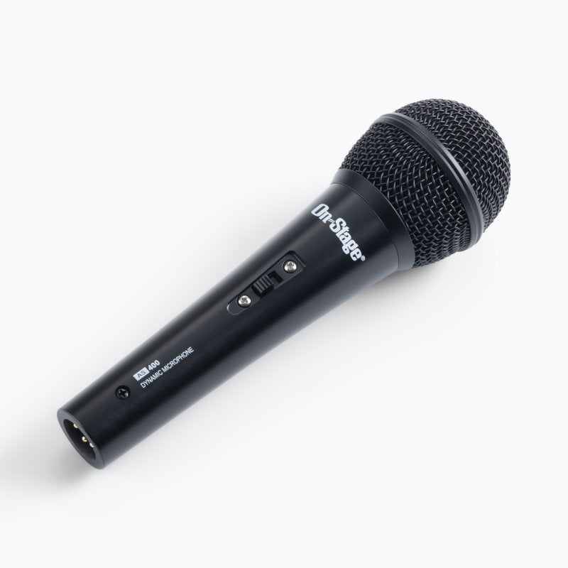 On-Stage AS400V2, Dynamic Handheld Mic, Hypercardioid Polar Pattern Reduces Feedback and off-axis Noise for a, On/off Switch Controls Muting on the Mic Itself to Prevent Unwanted