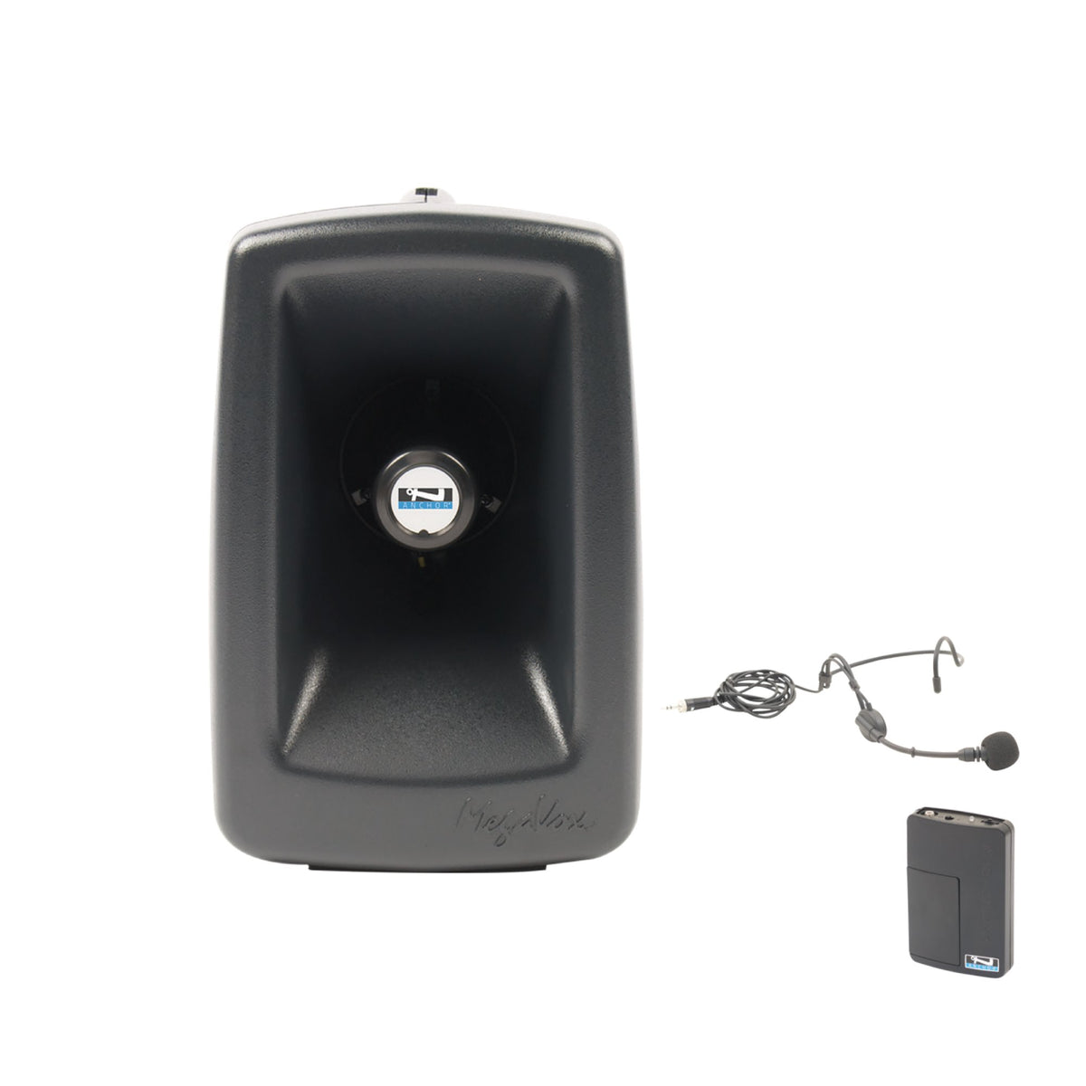 Anchor Audio MegaVox 2 COMP1 - Megavox 2 Pair, AnchorLINK, and one wireless belt pack transmitter with lapel microphone and two speaker stands, and one